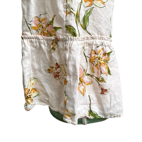 Rachel Rachel Roy Linen Floral Peplum Blouse Light Pink Sleeveless Top Size M - Picture 6 of 11